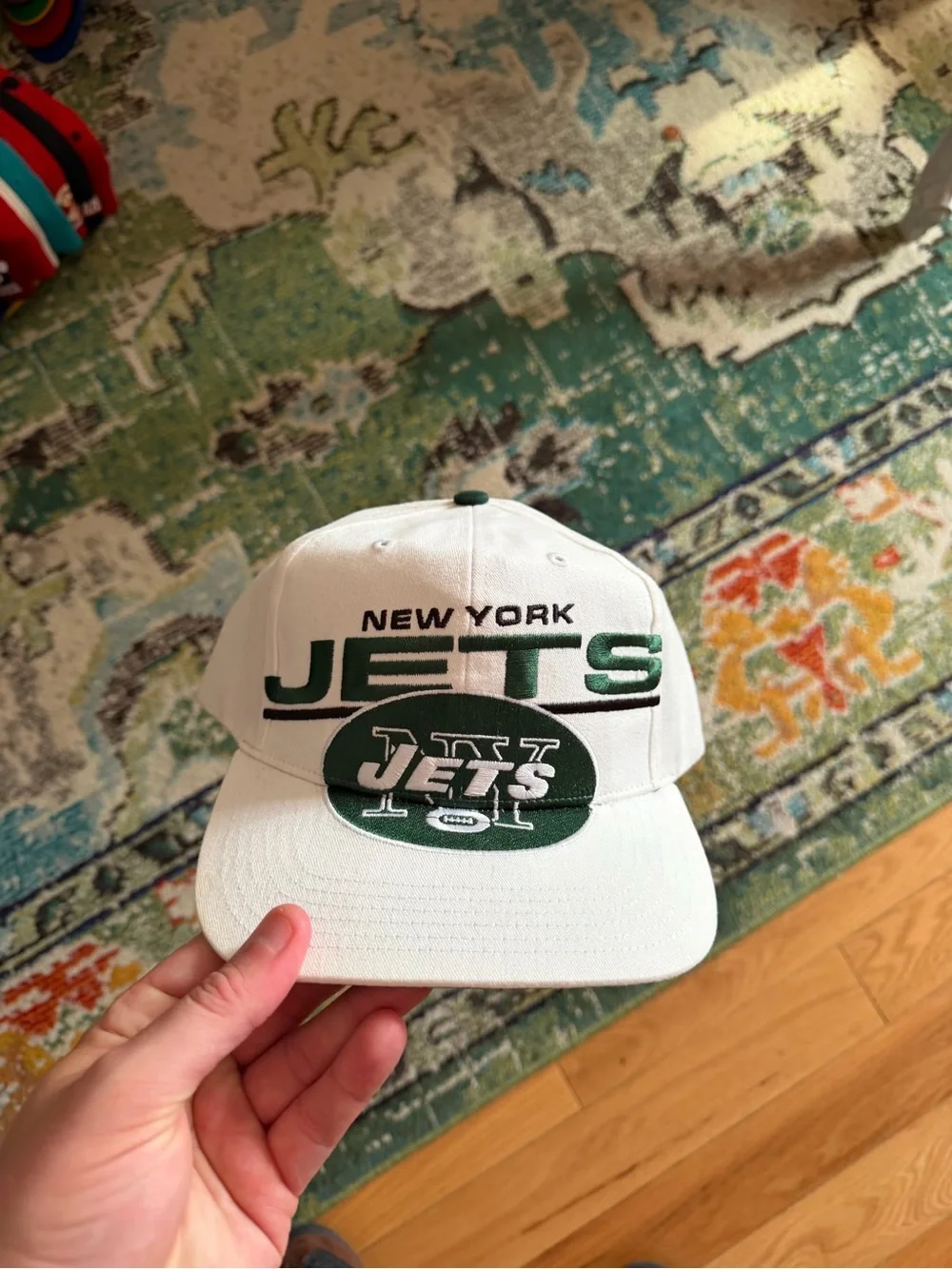 New York Jets White and Green Logo Cap